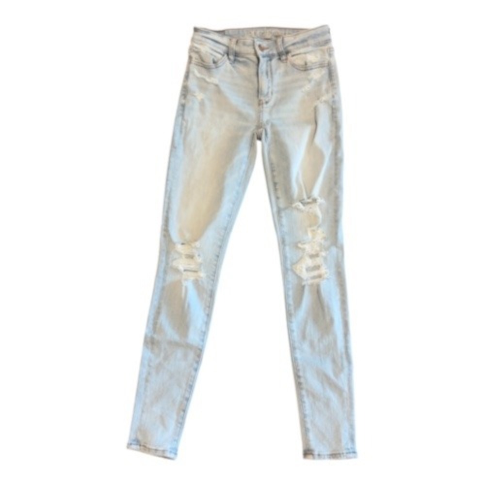 American Eagle Next Level Stretch Distressed Jeggings Light Wash Size 0 Regular